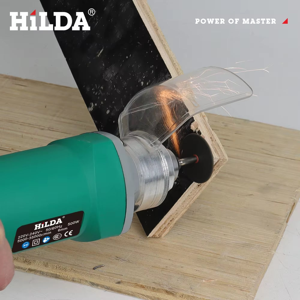 HILDA 500 W Grüner Graveur, Elektrische Bohrmaschine, 6 Positionen, Variable Geschwindigkeit, Hochleistungs-Holzbearbeitungs-Drehwerkzeug-Set, Schleifpolieren