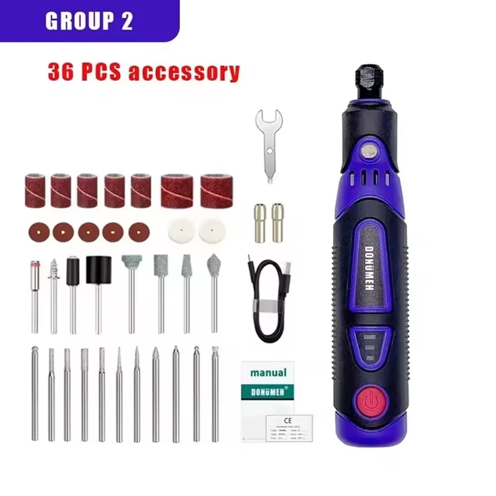 Mini-Bohrmaschine, Multifunktionaler Schleifer, 3-Gang-Usb-Elektrowerkzeug Mit Gravurstift Und Zubehör-Set, Heim-Diy-Drehwerkzeug