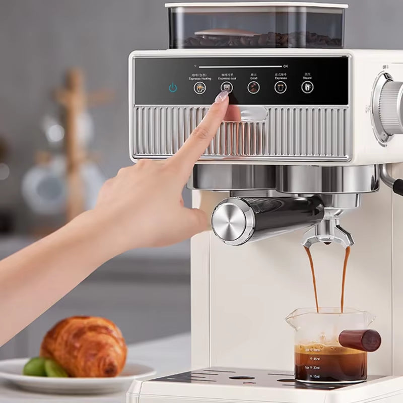 Heiße Und Kalte Espressomaschine Mit Doppelter Extraktion, Halbautomatische Kleine Haushaltsmilchkaffeemaschine, Mahlen Von Kaffeemaschinen
