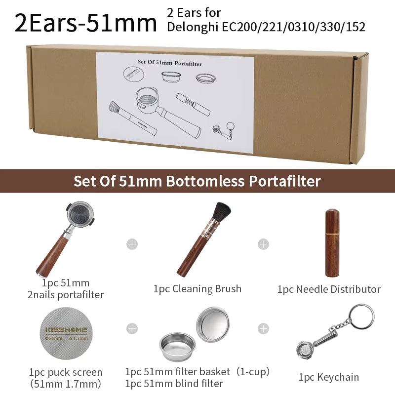51Mm Kaffee Boden Siebträger Für Delonghi EC680 EC685 Ersatz Filter Korb Espresso Maschine Griff Cafe Zubehör