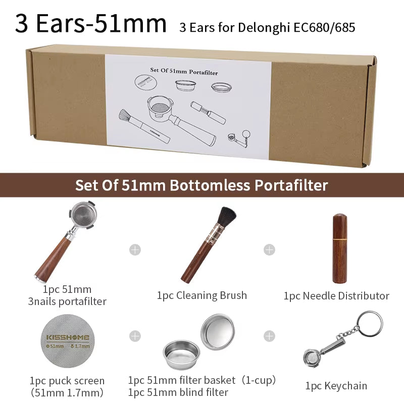 51Mm Kaffee Boden Siebträger Für Delonghi EC680 EC685 Ersatz Filter Korb Espresso Maschine Griff Cafe Zubehör
