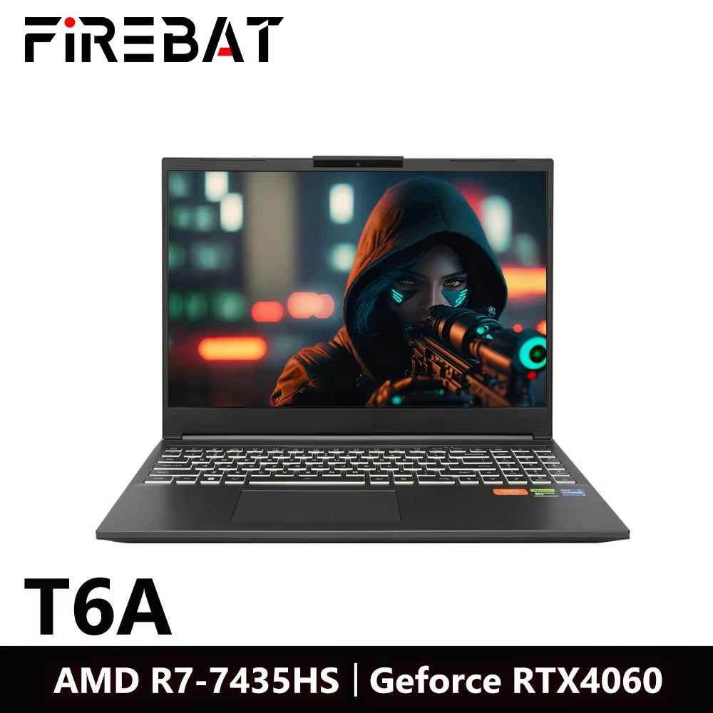 FIREBAT T6AD 16 Zoll Geforce RTX 4060 AMD Ryzen7 7435HS DDR5 165 Hz 2,5 K Wifi6 BT5.1 16 GB 512 GB Gaming Gamer Notebook Laptop