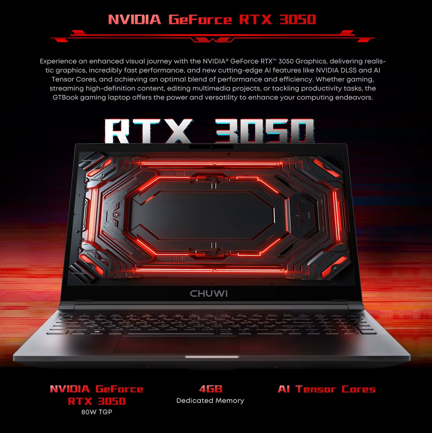 World Premier CHUWI Gtbook I5-12450H RTX 3050 Gaming-Laptop 15,6 Zoll Fhd-Bildschirm 16 GB RAM 512 GB SSD Spezielles Notebook Mit Metallgehäuse