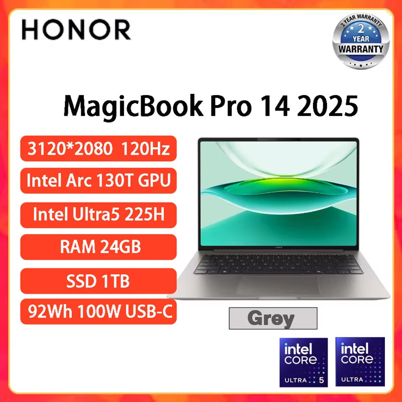 HONOR Magicbook Pro 14 2025 Laptop Intel Core Ultra 5 225H 32 GB 1 TB 14,6 Zoll 3,1 K 120 Hz Gamer Computer PC Notebook Ultrabook