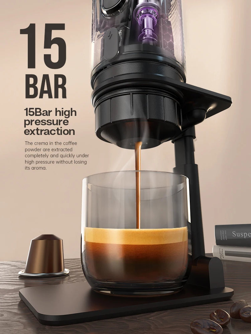 Hibrew Tragbare Kaffeemaschine Für Auto Und Zuhause, DC12V Expresso-Kaffeemaschine, Passend Für Nexpresso Dolce Pod Kapselkaffeepulver H4A