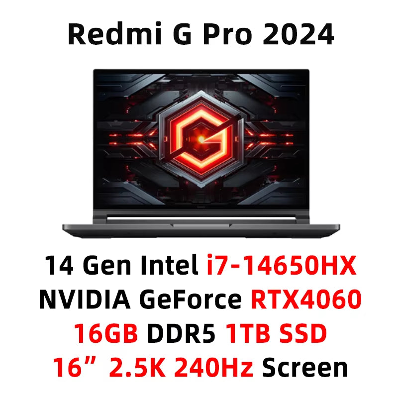 Xiaomi Redmi G Pro Gaming-Laptop 2024 RTX4060 I7-14650Hx/I9-14900Hx 16 GB 1T 240 Hz 2,5 K Bildschirm