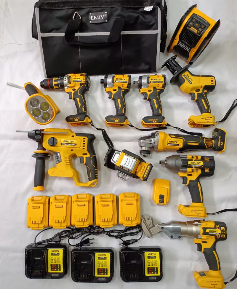 Yyhc-Combo Power Tools Werkzeuge Set Elektrische Hammer Bohrer Winkel Grinder Bürstenlosen Akku-Bohrschrauber Power Set Power Tool Sets