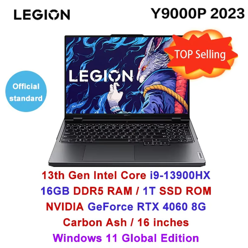 Lenovo Legion Y9000P 2023 16 Zoll Gaming Esports Laptop 32G 2T Ssd Rtx 4060/4080 13. Intel I5-13500HX/I9-13900HX Gamer Notebook