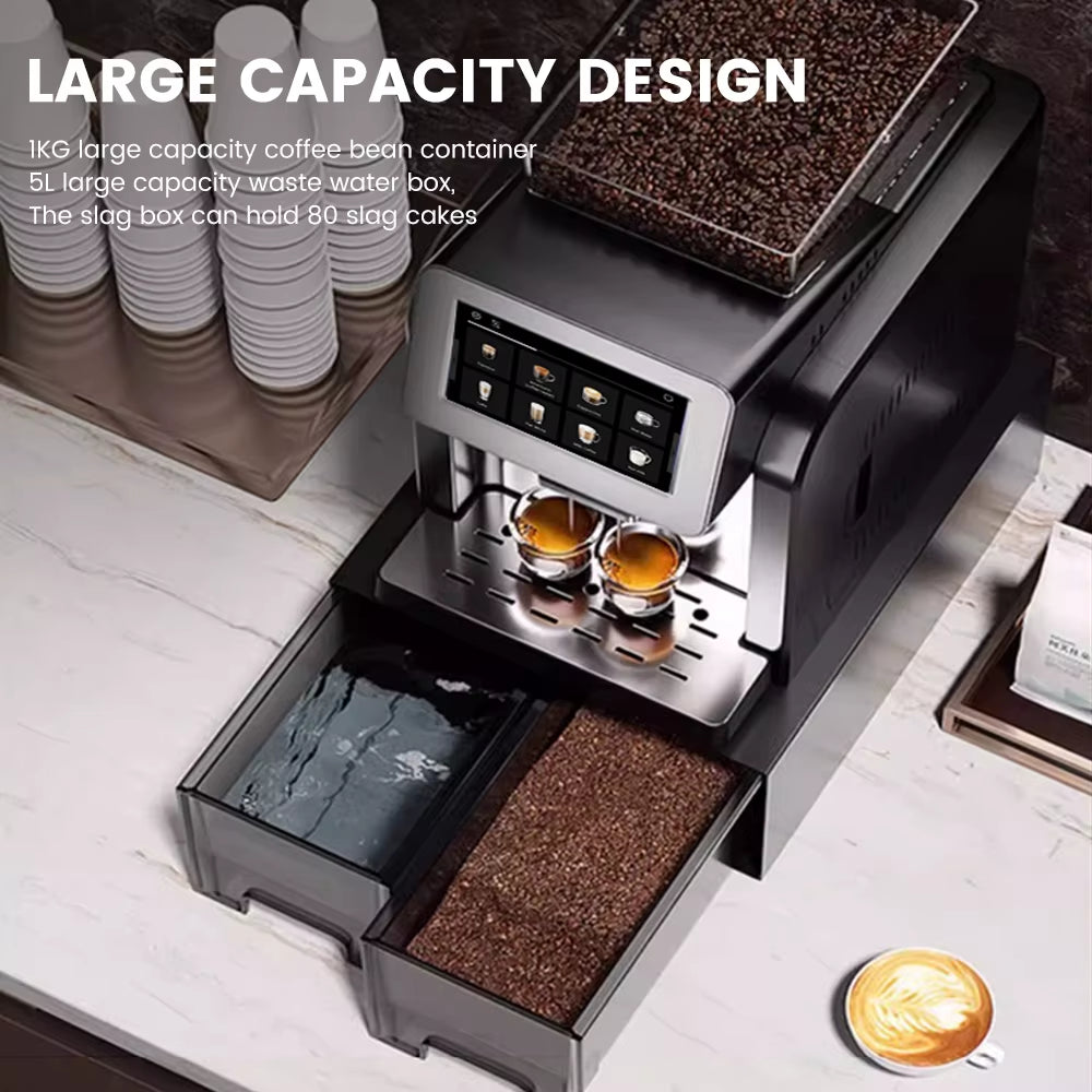 Mcilpoog Ws817-Plus 7" Bunte Automatische Espressomaschine Mit Großem Bildschirm Und Milchaufschäumer, 21 Geschmacksrichtungen Für Zuhause Und Büro