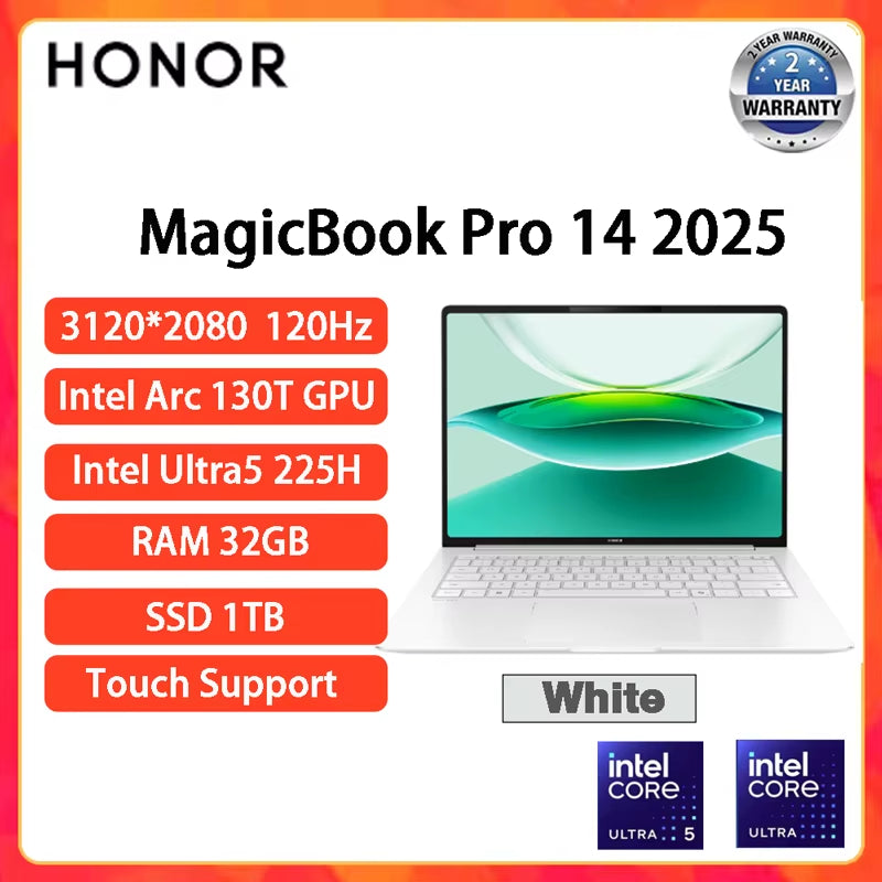 HONOR Magicbook Pro 14 2025 Laptop Intel Core Ultra 5 225H 32 GB 1 TB 14,6 Zoll 3,1 K 120 Hz Gamer Computer PC Notebook Ultrabook