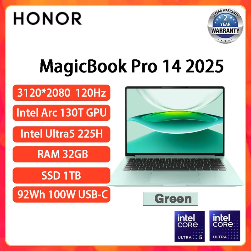 HONOR Magicbook Pro 14 2025 Laptop Intel Core Ultra 5 225H 32 GB 1 TB 14,6 Zoll 3,1 K 120 Hz Gamer Computer PC Notebook Ultrabook