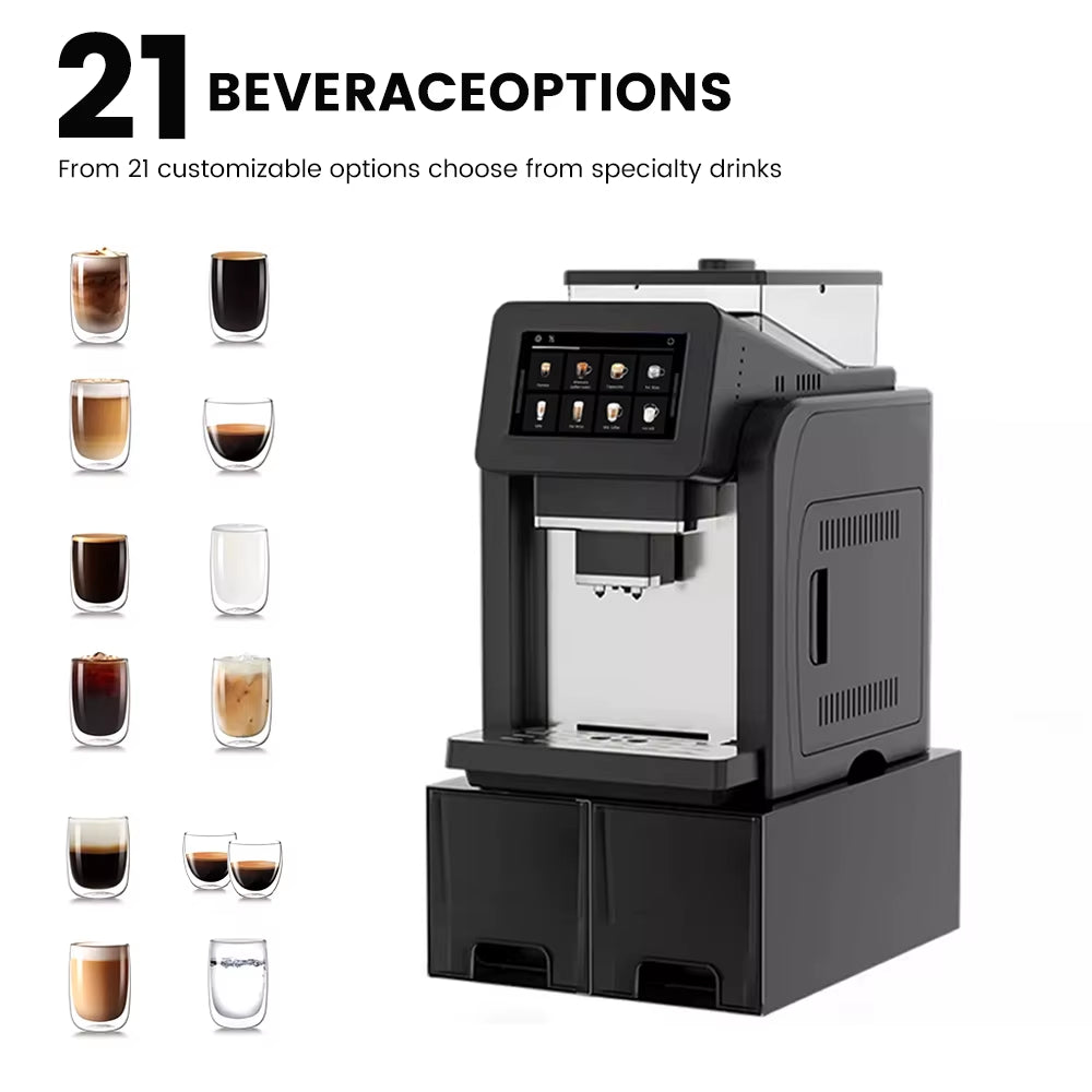Mcilpoog Ws817-Plus 7" Bunte Automatische Espressomaschine Mit Großem Bildschirm Und Milchaufschäumer, 21 Geschmacksrichtungen Für Zuhause Und Büro