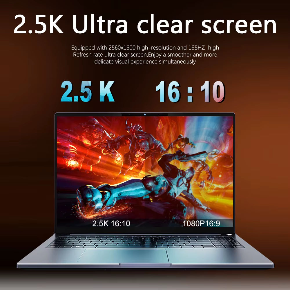 CRELANDER Laptop AMD Ryzen 8845HS Prozessor 12 Kerne 16 Thread 16 Zoll LCD 2560*1600-165HZ DDR5 Notebook Computer Gaming Laptops