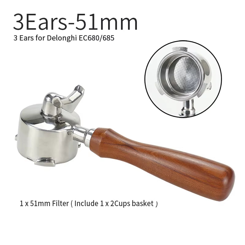 51Mm Kaffee Boden Siebträger Für Delonghi EC680 EC685 Ersatz Filter Korb Espresso Maschine Griff Cafe Zubehör