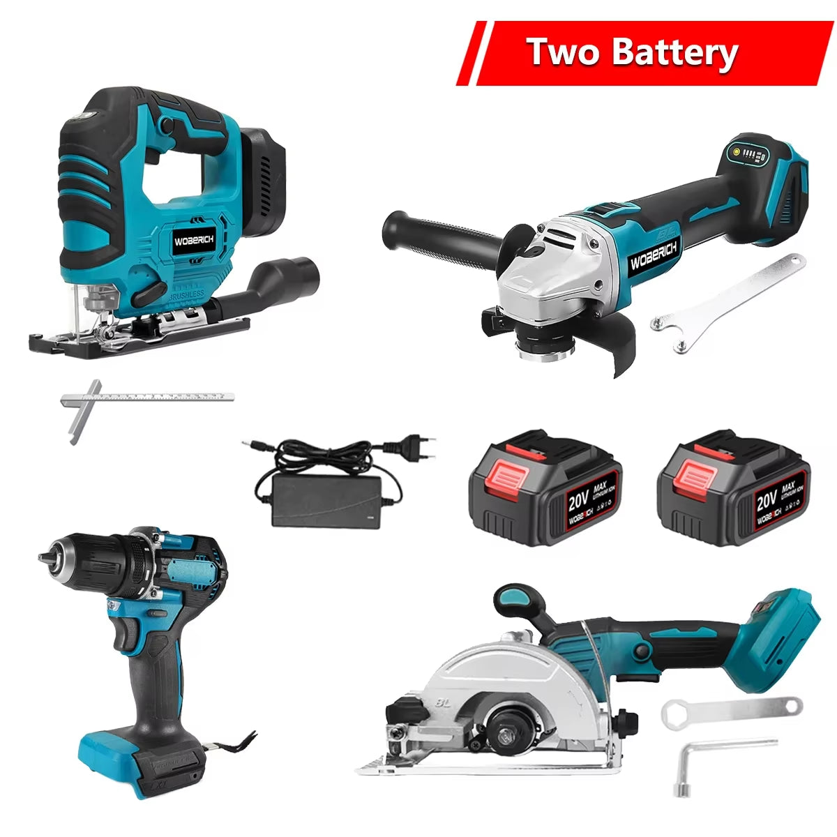Bürstenlose Elektrische Stichsäge, Winkelschleifer, Elektrischer Schlagschrauber, Bohrer, Kreissäge, Hammerbohrer, Kombi-Bits, Elektrowerkzeug-Sets