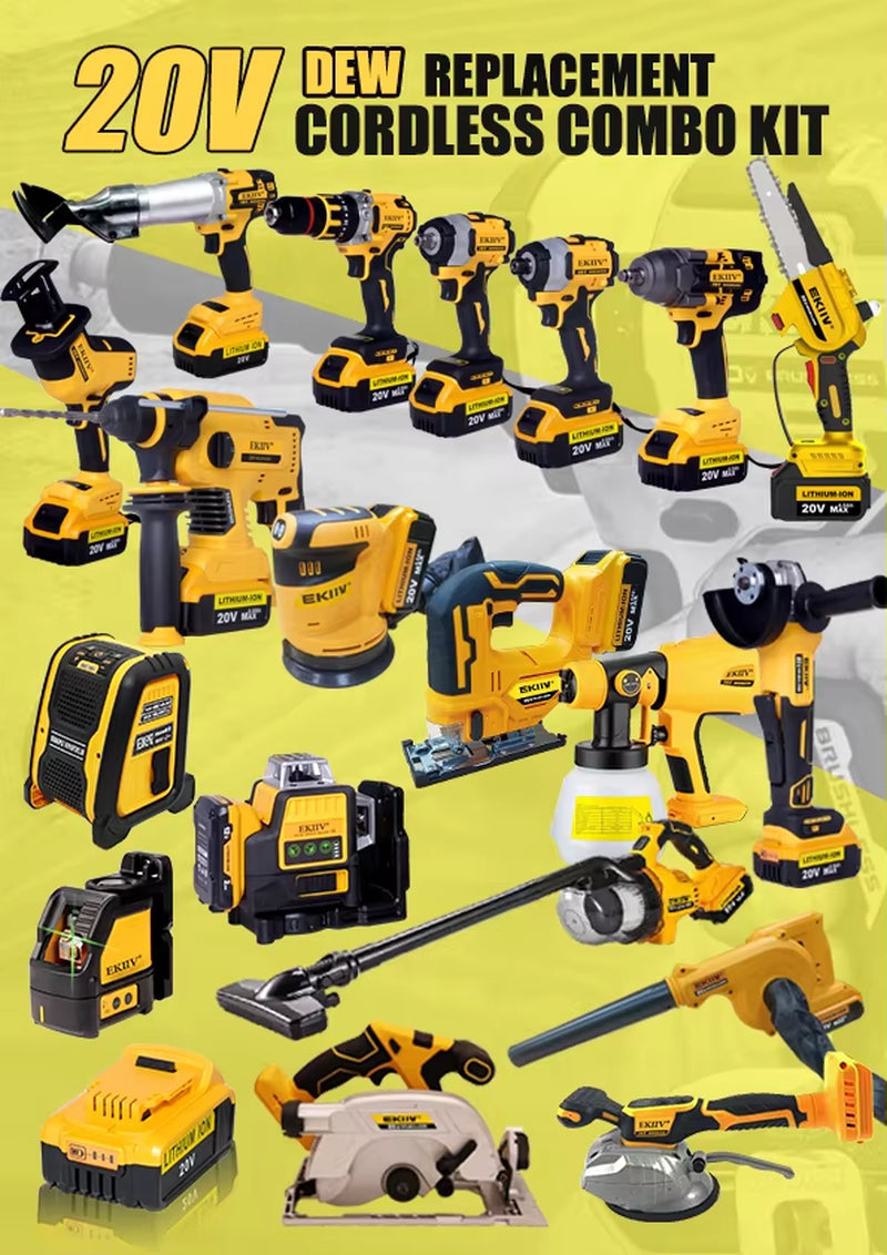 Yyhc-Combo Power Tools Werkzeuge Set Elektrische Hammer Bohrer Winkel Grinder Bürstenlosen Akku-Bohrschrauber Power Set Power Tool Sets