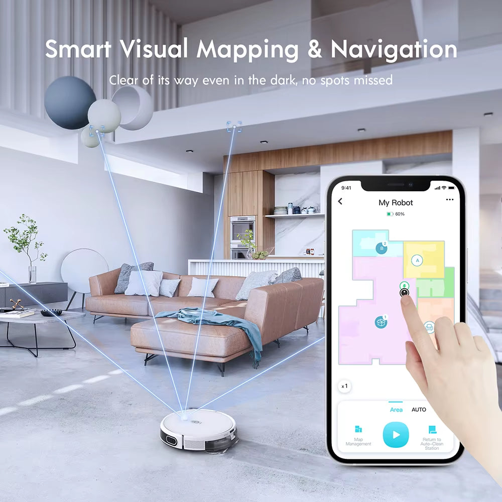 Yeedi Vac 2 Pro Roboter-Staubsauger, 3000 Pa Saugkraft, Vollautomatischer Kehrroboter, 2-In-1-Nass- Und Trockenreiniger-App, Sprachsteuerung Staubsauger Robot