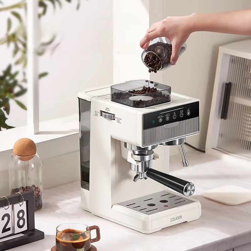 Heiße Und Kalte Espressomaschine Mit Doppelter Extraktion, Halbautomatische Kleine Haushaltsmilchkaffeemaschine, Mahlen Von Kaffeemaschinen