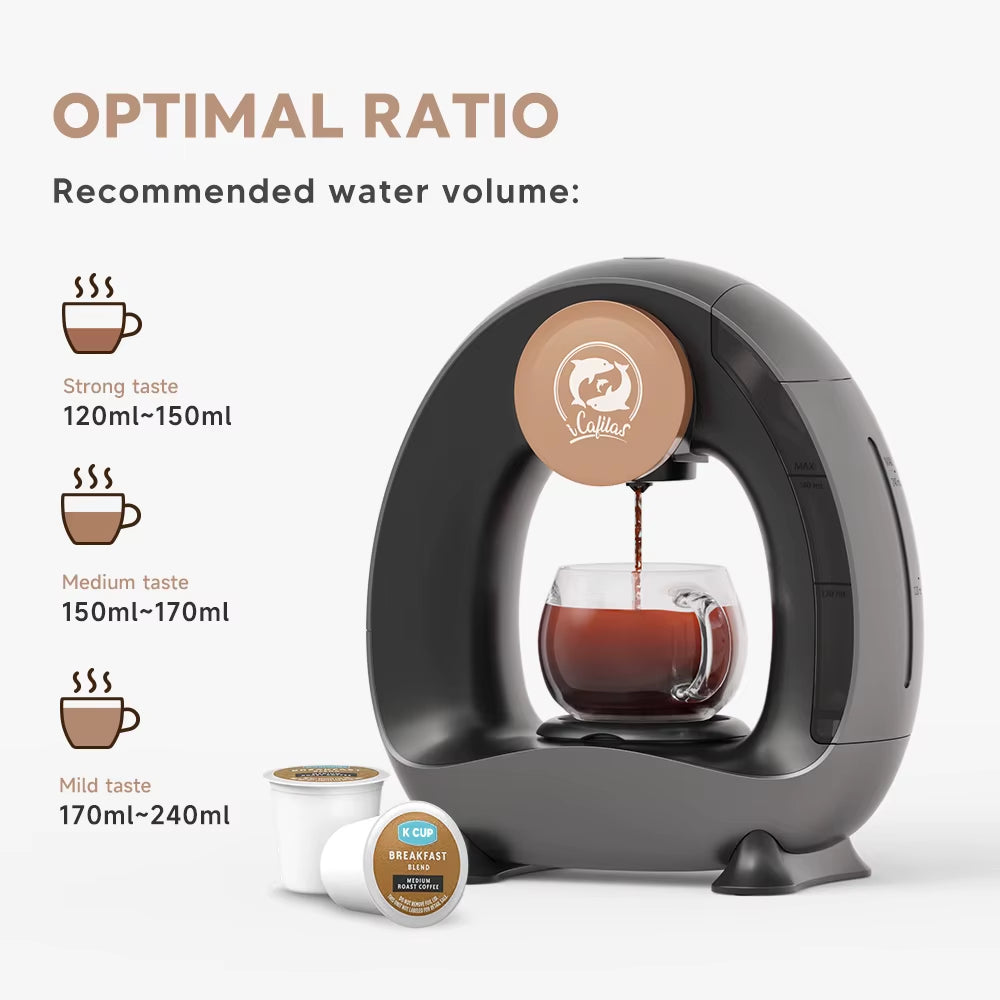 Tragbare Kaffeemaschine, Amerikanische Kapselkaffeemaschine Mit Niedrigem Dezibelwert, Kompatibel Mit Kaffeepulver Und K-Bechern, Originalkapseln