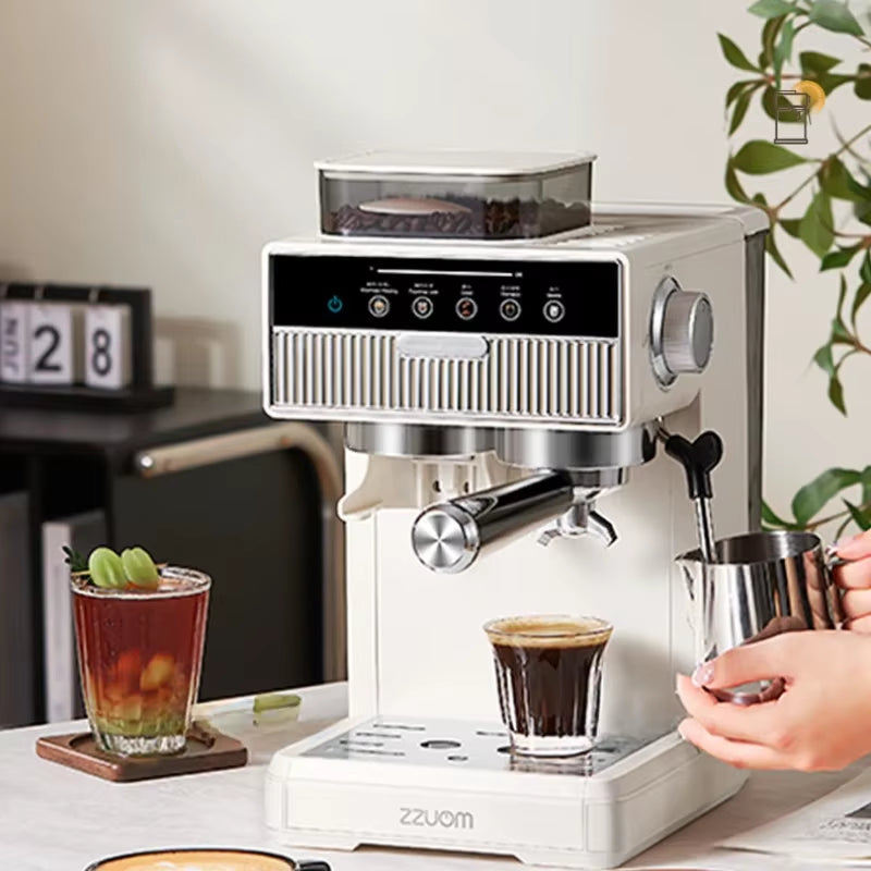 Heiße Und Kalte Espressomaschine Mit Doppelter Extraktion, Halbautomatische Kleine Haushaltsmilchkaffeemaschine, Mahlen Von Kaffeemaschinen