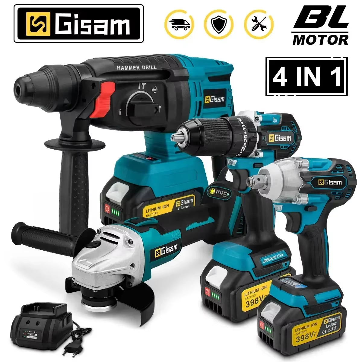 Combo Kits Elektrowerkzeuge Sets Bürstenloser Elektrischer Schlagschrauber Elektrischer Bohrer Winkelschleifer Elektrohammer Für Makita 18 V Akku