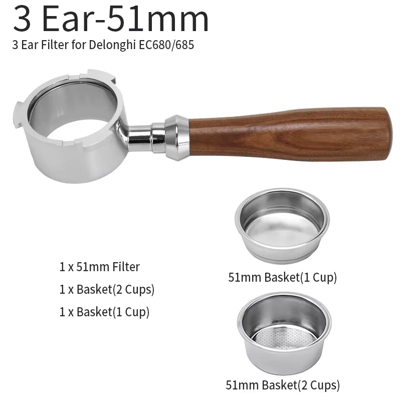 51Mm Kaffee Boden Siebträger Für Delonghi EC680 EC685 Ersatz Filter Korb Espresso Maschine Griff Cafe Zubehör