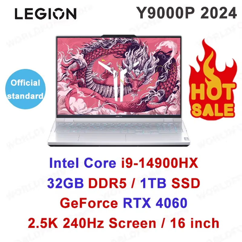 Lenovo LEGION Y9000P 2024 Gaming E-Sports Laptop RTX 4060 8G Intel I9-14900Hx 16/32/64G 1/2/4T SSD 2,5K 240Hz 16" Bildschirm Notebook