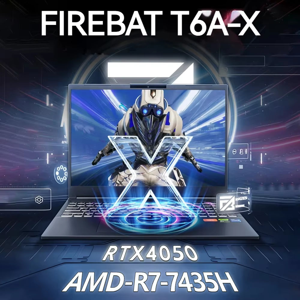 FIREBAT T6A-X 16 Zoll AMD R7-7435H RTX 4050 DDR5 240 Hz 2,5 K Wifi6 BT5.1 32 GB 1 TB Gaming Gamer Notebook Laptop