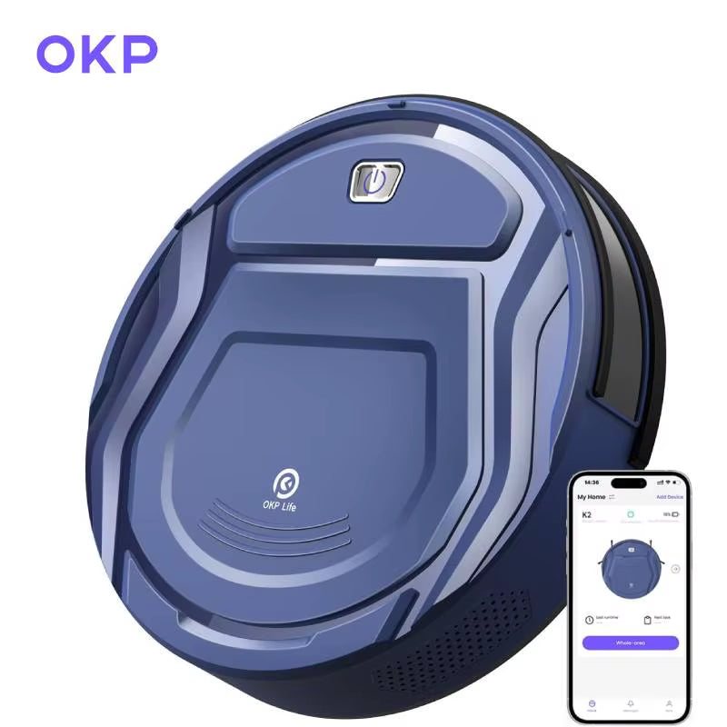 OKP K2 Kabelloser Roboter-Staubsauger, 2000 Pa Saugleistung, Selbstaufladendes Haushaltsgerät, Ideal Für Hartböden Zu Hause, Teppiche, Haare Staubsauger Robot
