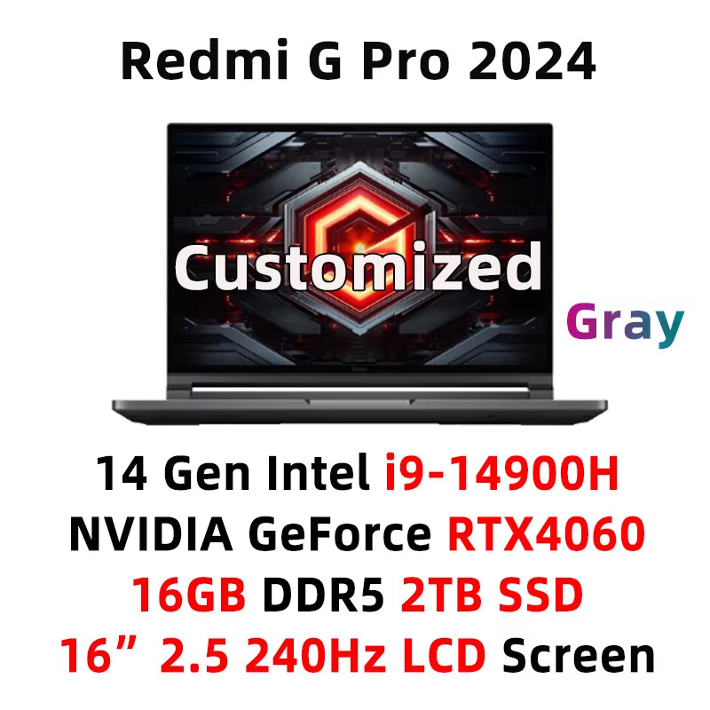 Xiaomi Redmi G Pro 240 E-Sport Gaming Laptop Intel I9-14900H Rtx4060 Gpu 16G/32G 1Tb Ssd 16 "Lcd 2,5 Hz K Spiel Mi Notebook