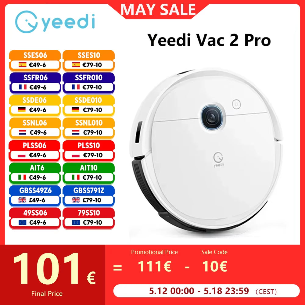 Yeedi Vac 2 Pro Roboter-Staubsauger, 3000 Pa Saugkraft, Vollautomatischer Kehrroboter, 2-In-1-Nass- Und Trockenreiniger-App, Sprachsteuerung Staubsauger Robot