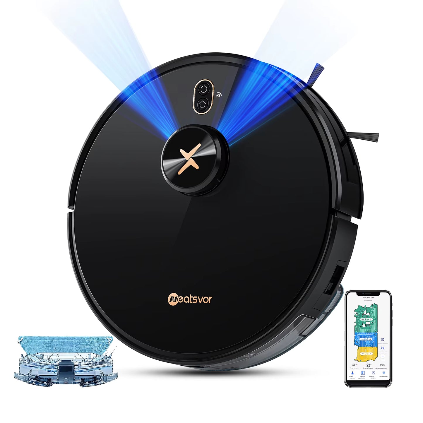 Staubsauger Roboter Neatsvor X600Pro 6000Pa Laser Navigation Staubsauger Kabellos, APP Virtuelle Wand, Haltepunkt Reinigung, Ziehen Reinigung Bereich, Wischen Waschen Staubsauger Robot