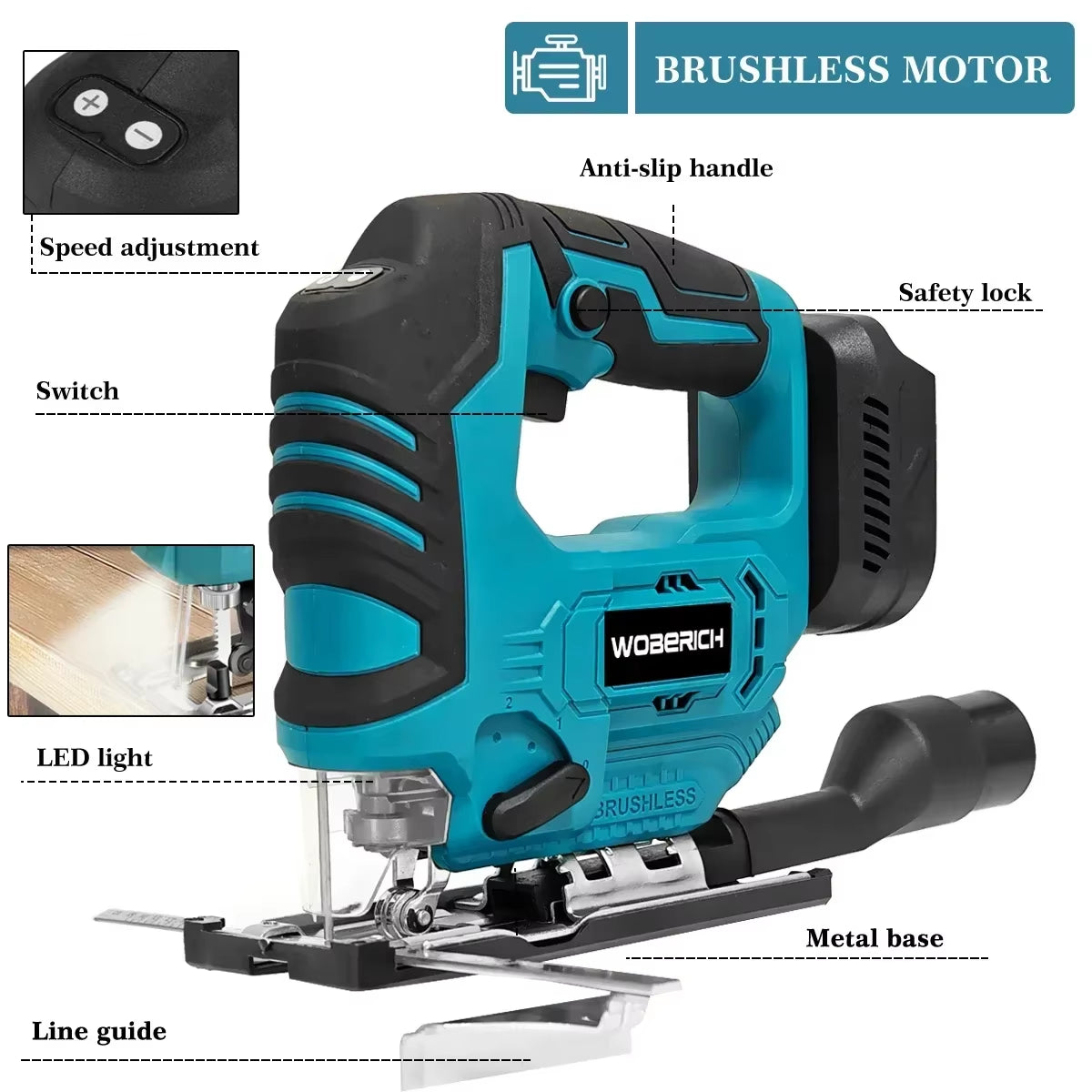 Bürstenlose Elektrische Stichsäge, Winkelschleifer, Elektrischer Schlagschrauber, Bohrer, Kreissäge, Hammerbohrer, Kombi-Bits, Elektrowerkzeug-Sets