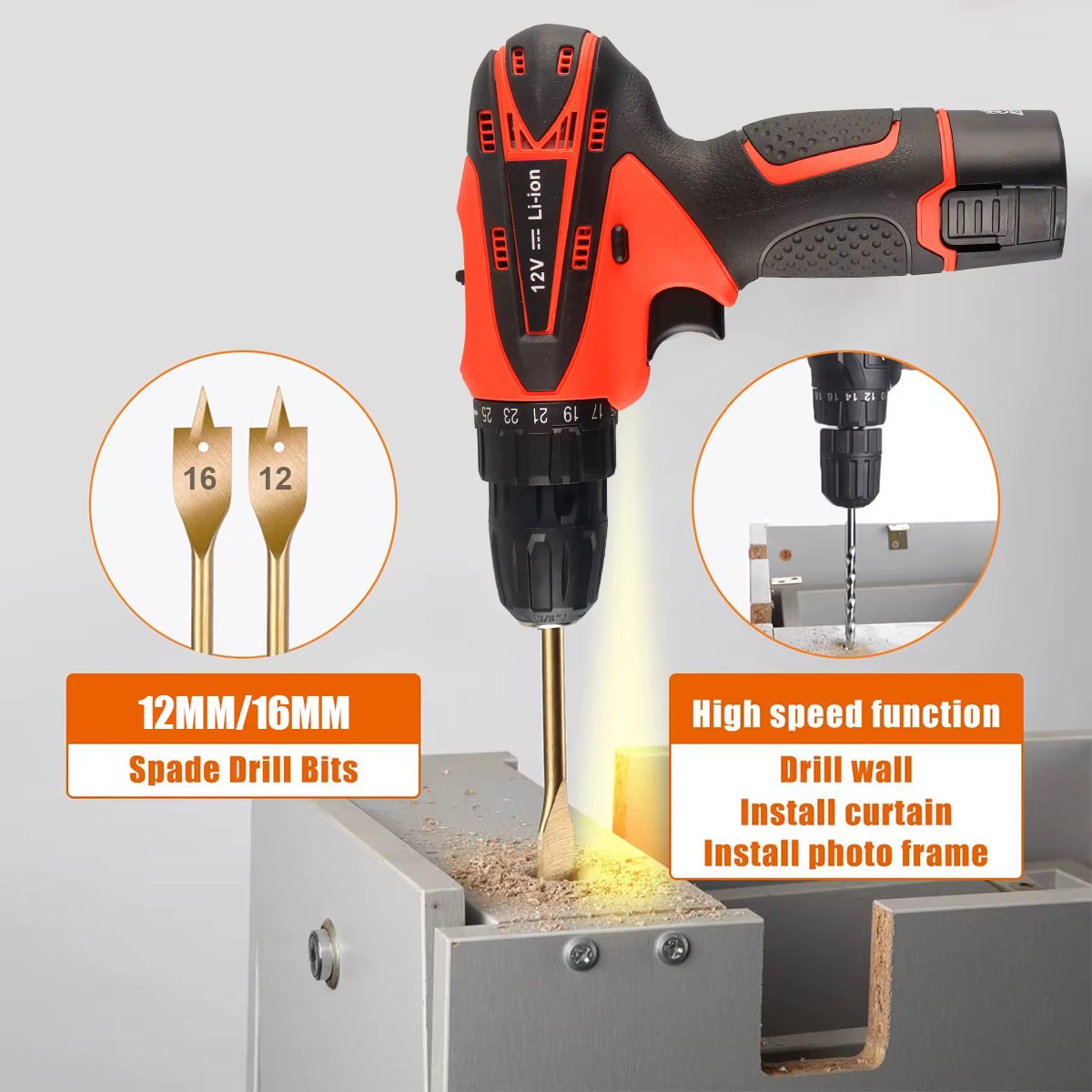 12V/21V Akku-Bohrset Combo-Kit,59/54/48/44/34 Stück Werkzeugs Atz Für Zu Hause, Haushalts Werkzeugs Ätze Für Männer, Bohrmaschine Mit Werkzeugs Atz