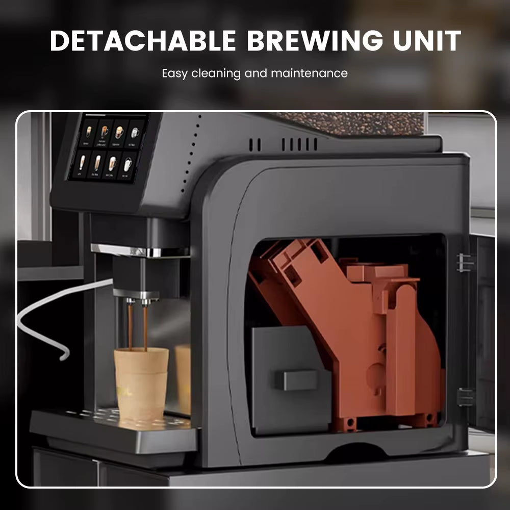 Mcilpoog Ws817-Plus 7" Bunte Automatische Espressomaschine Mit Großem Bildschirm Und Milchaufschäumer, 21 Geschmacksrichtungen Für Zuhause Und Büro
