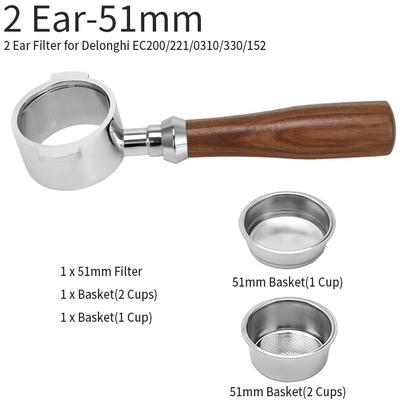 51Mm Kaffee Boden Siebträger Für Delonghi EC680 EC685 Ersatz Filter Korb Espresso Maschine Griff Cafe Zubehör