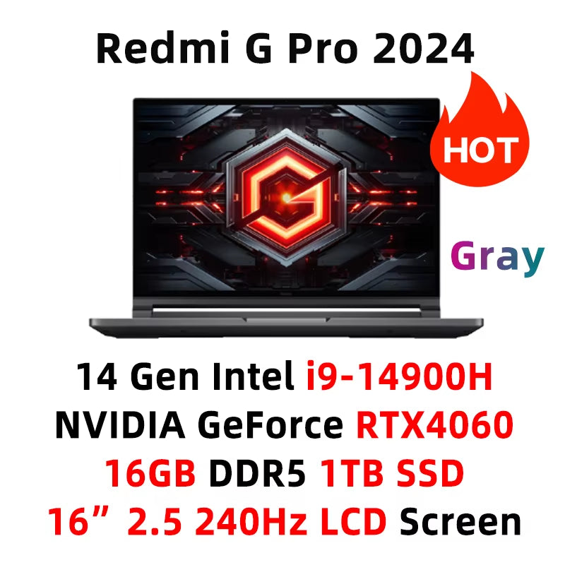 Xiaomi Redmi G Pro 240 E-Sport Gaming Laptop Intel I9-14900H Rtx4060 Gpu 16G/32G 1Tb Ssd 16 "Lcd 2,5 Hz K Spiel Mi Notebook