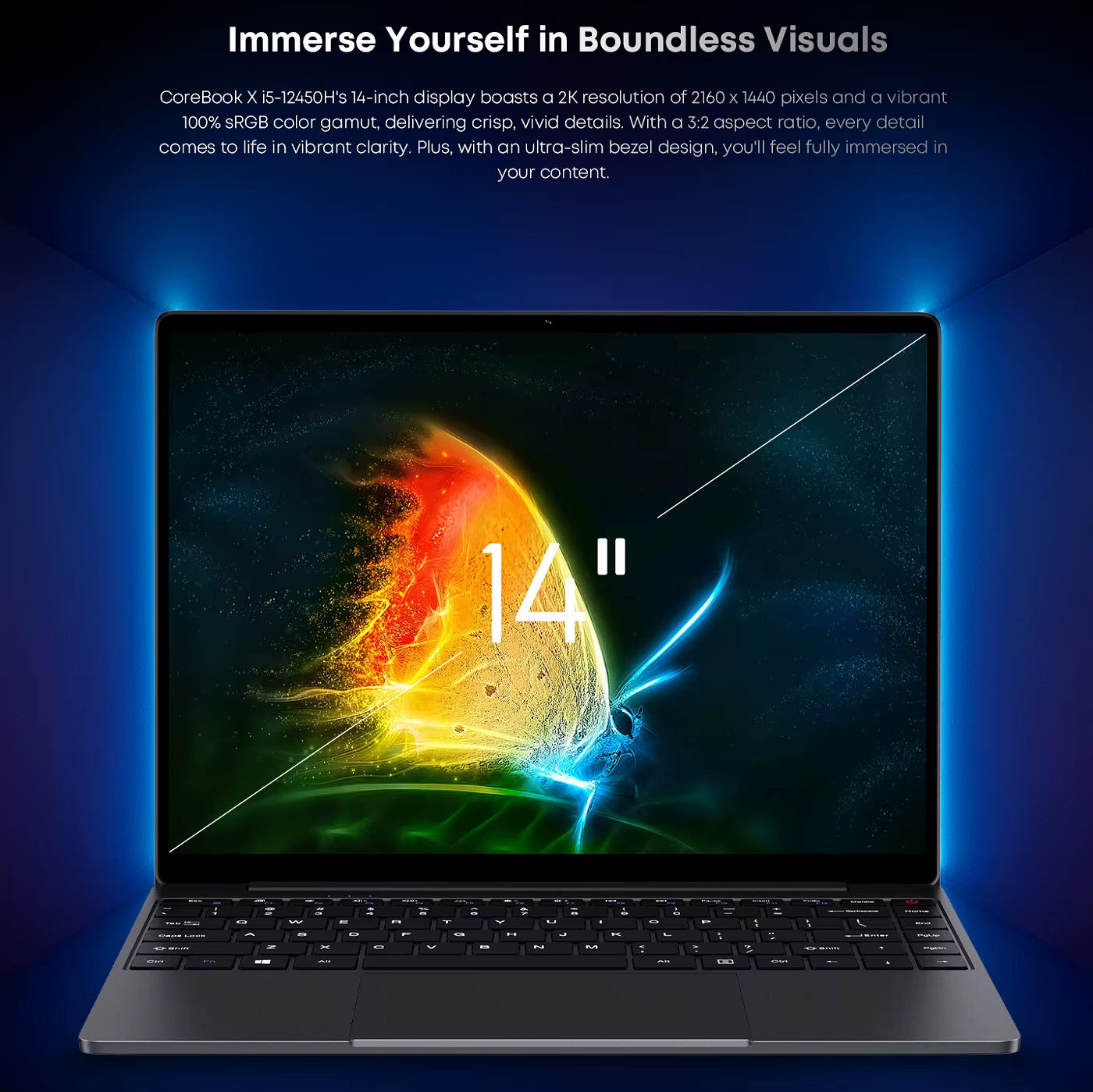 CHUWI Corebook X Laptop I5-12450H 8 Kerne 14 Zoll FHD IPS Bildschirm 16 GB RAM 512 GB SSD WIFI 6 Windows 11 Gaming Notebook Computer PC