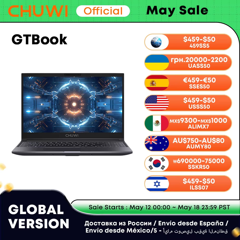 World Premier CHUWI Gtbook I5-12450H RTX 3050 Gaming-Laptop 15,6 Zoll Fhd-Bildschirm 16 GB RAM 512 GB SSD Spezielles Notebook Mit Metallgehäuse