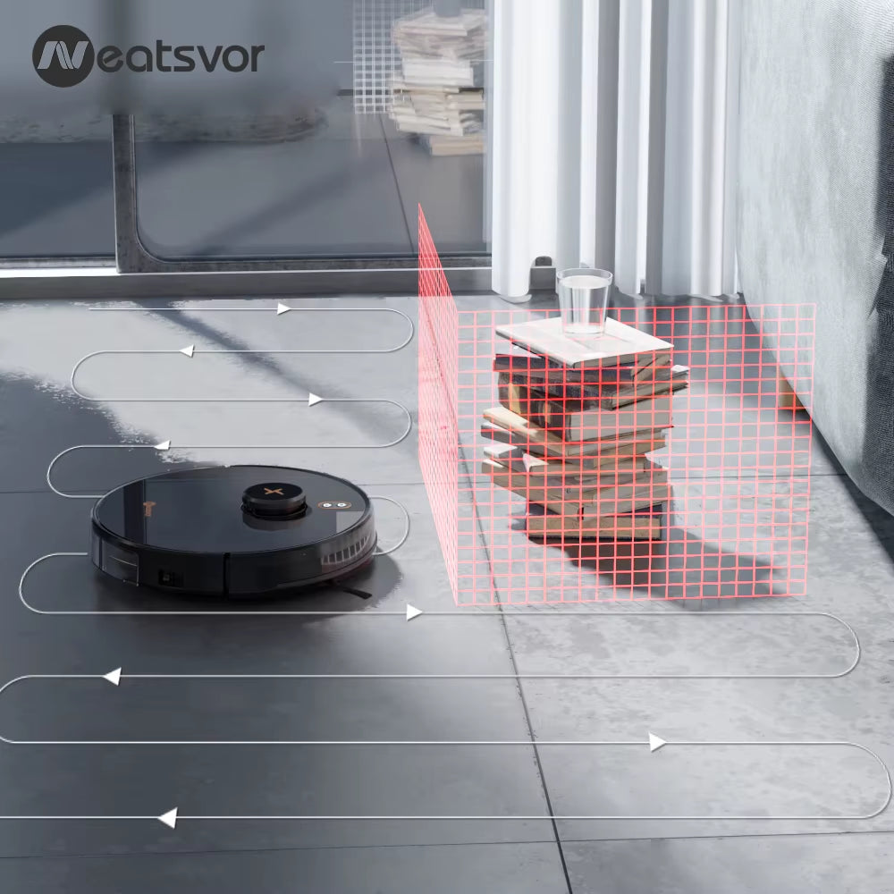 Staubsauger Roboter Neatsvor X600Pro 6000Pa Laser Navigation Staubsauger Kabellos, APP Virtuelle Wand, Haltepunkt Reinigung, Ziehen Reinigung Bereich, Wischen Waschen Staubsauger Robot