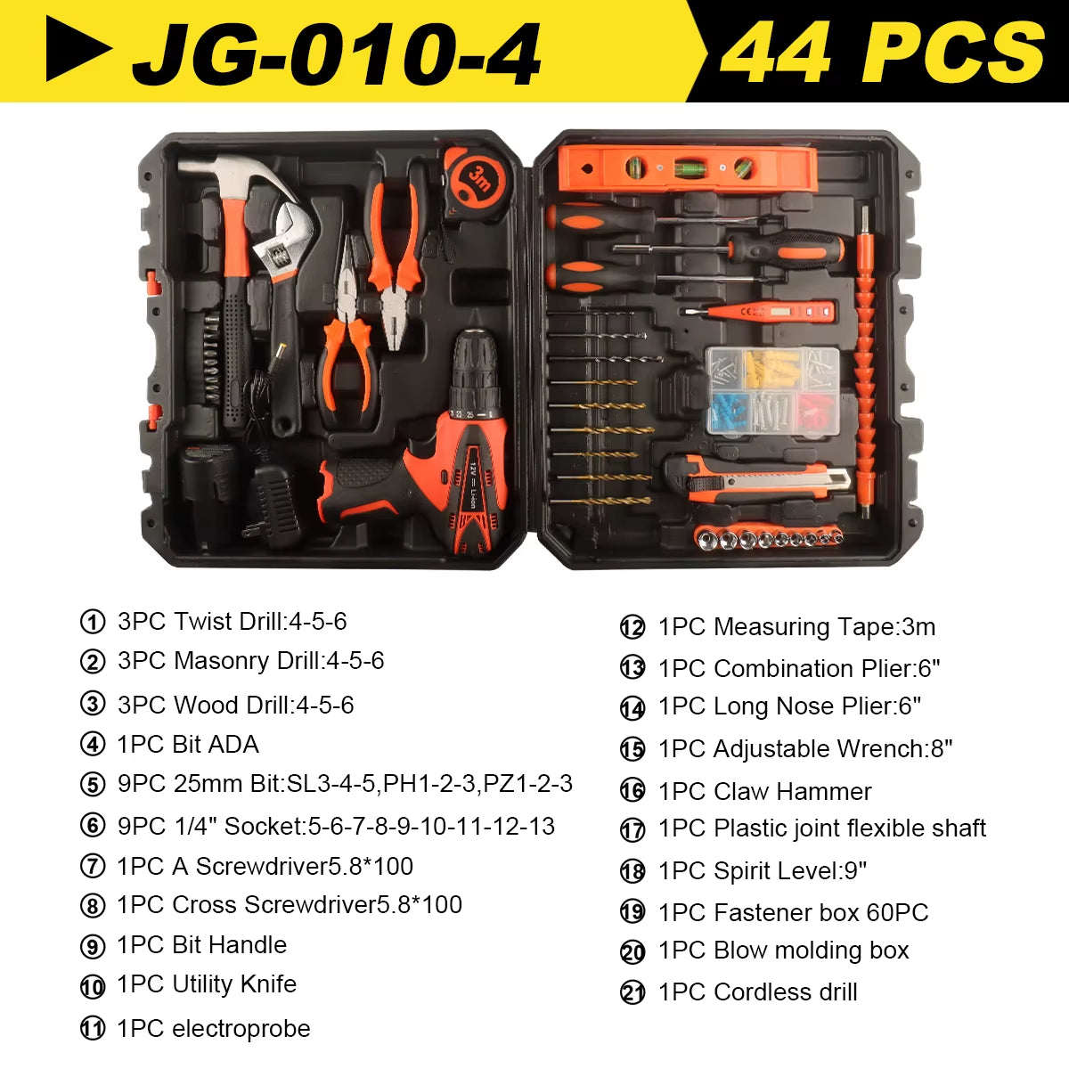 12V/21V Akku-Bohrset Combo-Kit,59/54/48/44/34 Stück Werkzeugs Atz Für Zu Hause, Haushalts Werkzeugs Ätze Für Männer, Bohrmaschine Mit Werkzeugs Atz