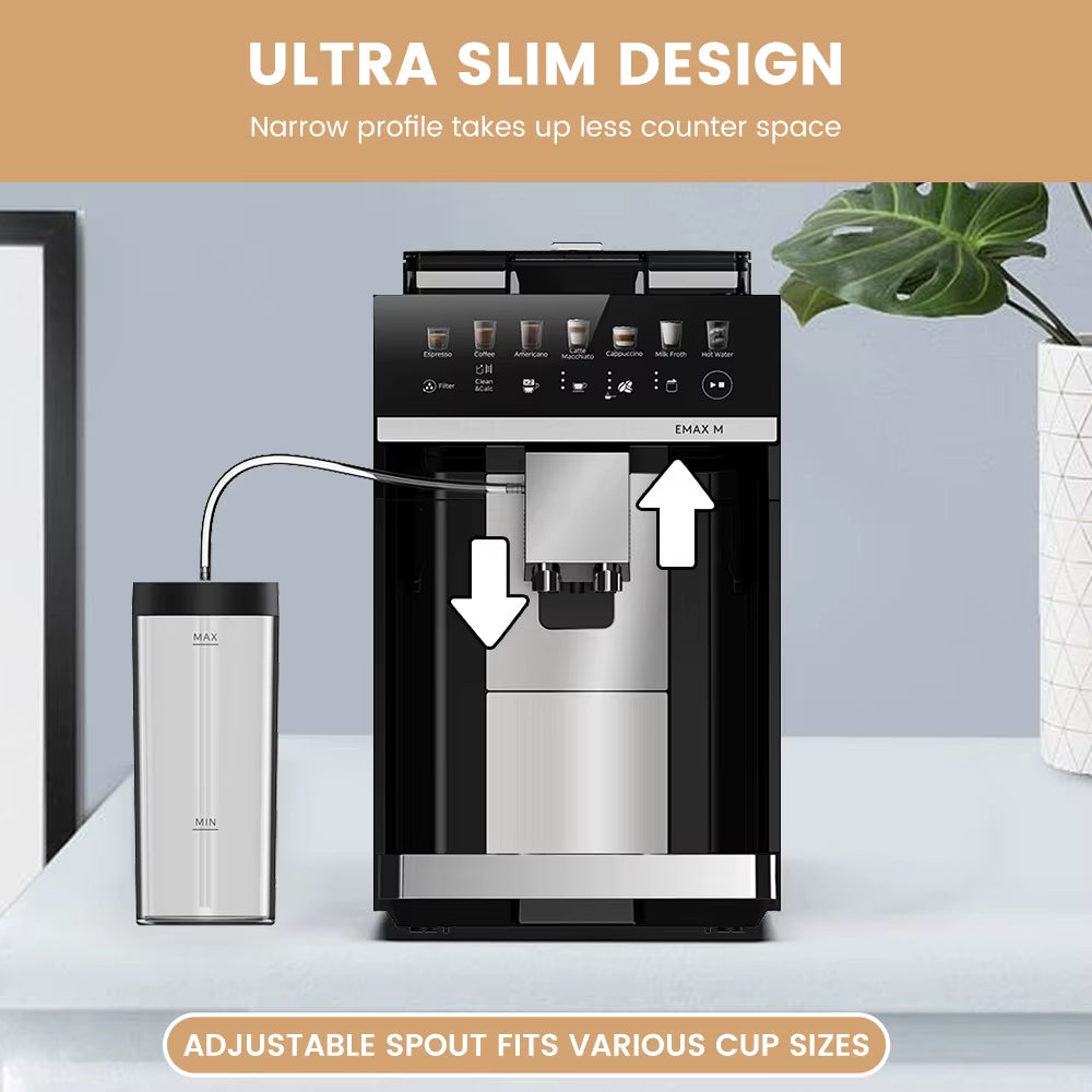Automatische Espressomaschine Mcilpoog M3, Integrierter Milchaufschäumer Und Tank, 7 Kaffeesorten, Touchscreen