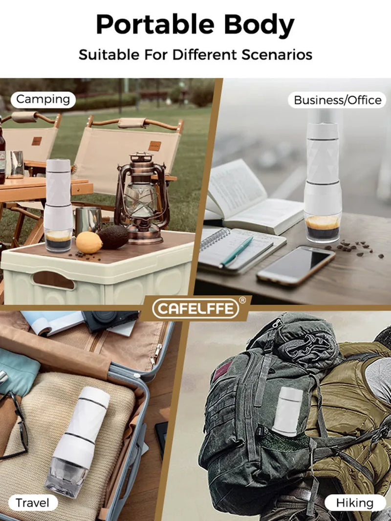 Cafelffe 3 In1 Tragbare Kaffee Maschine Heiß-/Kaltwasser Manuelle Espresso Maschine Für Kapsel & Boden Handpresse Brauer Wandern Reisen