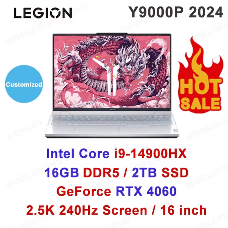 Lenovo LEGION Y9000P 2024 Gaming E-Sports Laptop RTX 4060 8G Intel I9-14900Hx 16/32/64G 1/2/4T SSD 2,5K 240Hz 16" Bildschirm Notebook