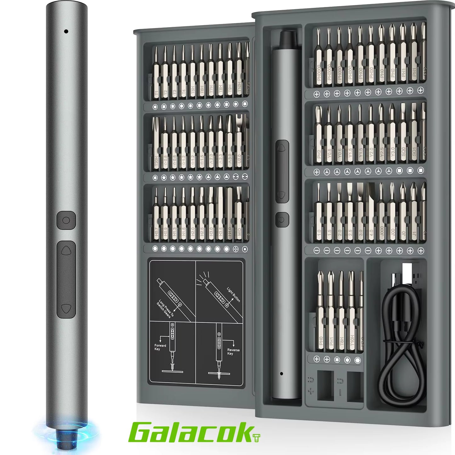 75-In-1-Präzisions-Elektroschrauber-Set, Kabelloser Magnetischer Reparatur-Werkzeugkasten Mit Led-Licht Für PC, Iphone, Kamera, Uhren, Brille