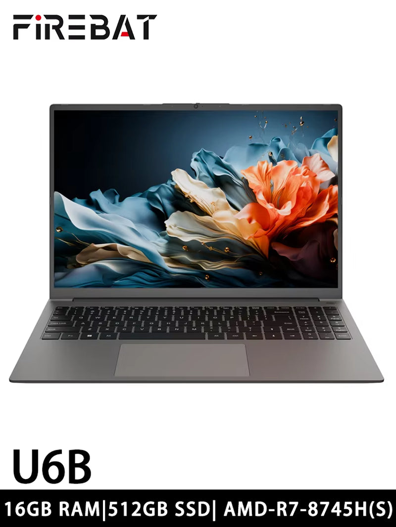 FIREBAT U6B 16 Zoll AMD Radeon 780M Ryzen7 8745HS DDR5 120 Hz 2,5K Wifi6 BT5.1 16GB 512GB Gaming Gamer Business Notebook Laptop