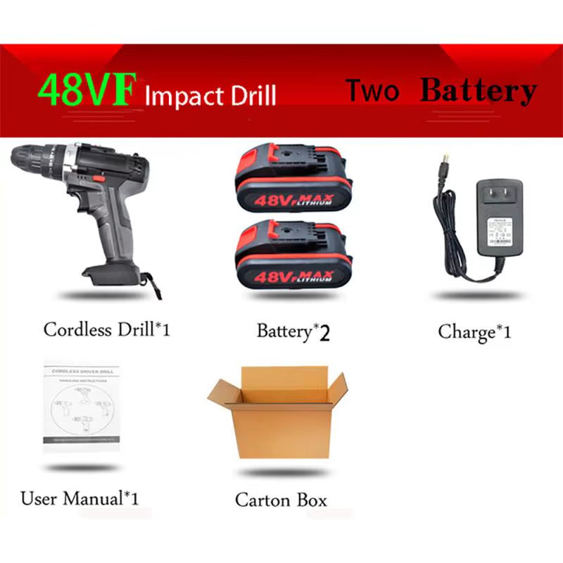 48VF 3 in 1 Cordless Elektrische Bohrer Schraubendreher Lithium-Batterie Akku-Bohrschrauber Schlüssel Drahtlose Elektrische Bohrer Set Für Home