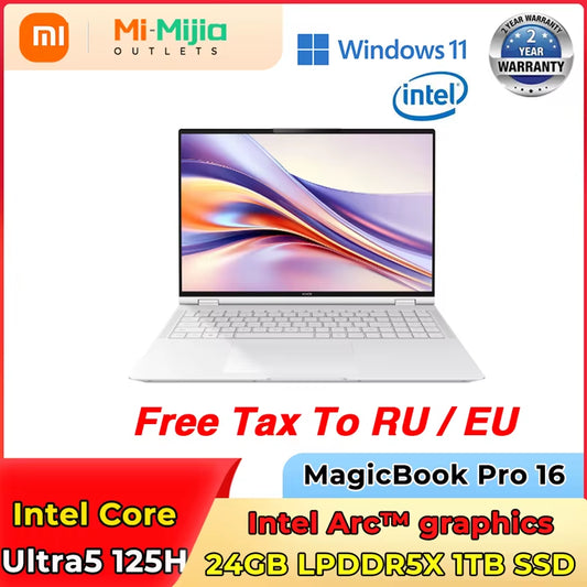 Ehre Magic Book Pro 16 Gaming Laptop Ultra5 125H 16G/24G 1T SSD Intel Arc Grafik 3K 165Hz Bildschirm 16-Zoll-Design Al Notebook