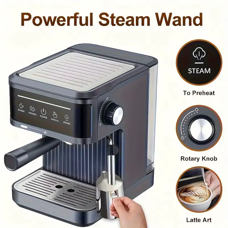 Elektrische Italienische Kaffeemaschine, 20 Bar, Professionelle Espressomaschine, Automatische Halbautomatische Espresso-Cappuccino-Heißwasser