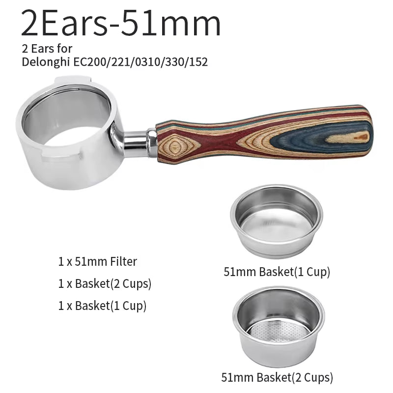 51Mm Kaffee Boden Siebträger Für Delonghi EC680 EC685 Ersatz Filter Korb Espresso Maschine Griff Cafe Zubehör